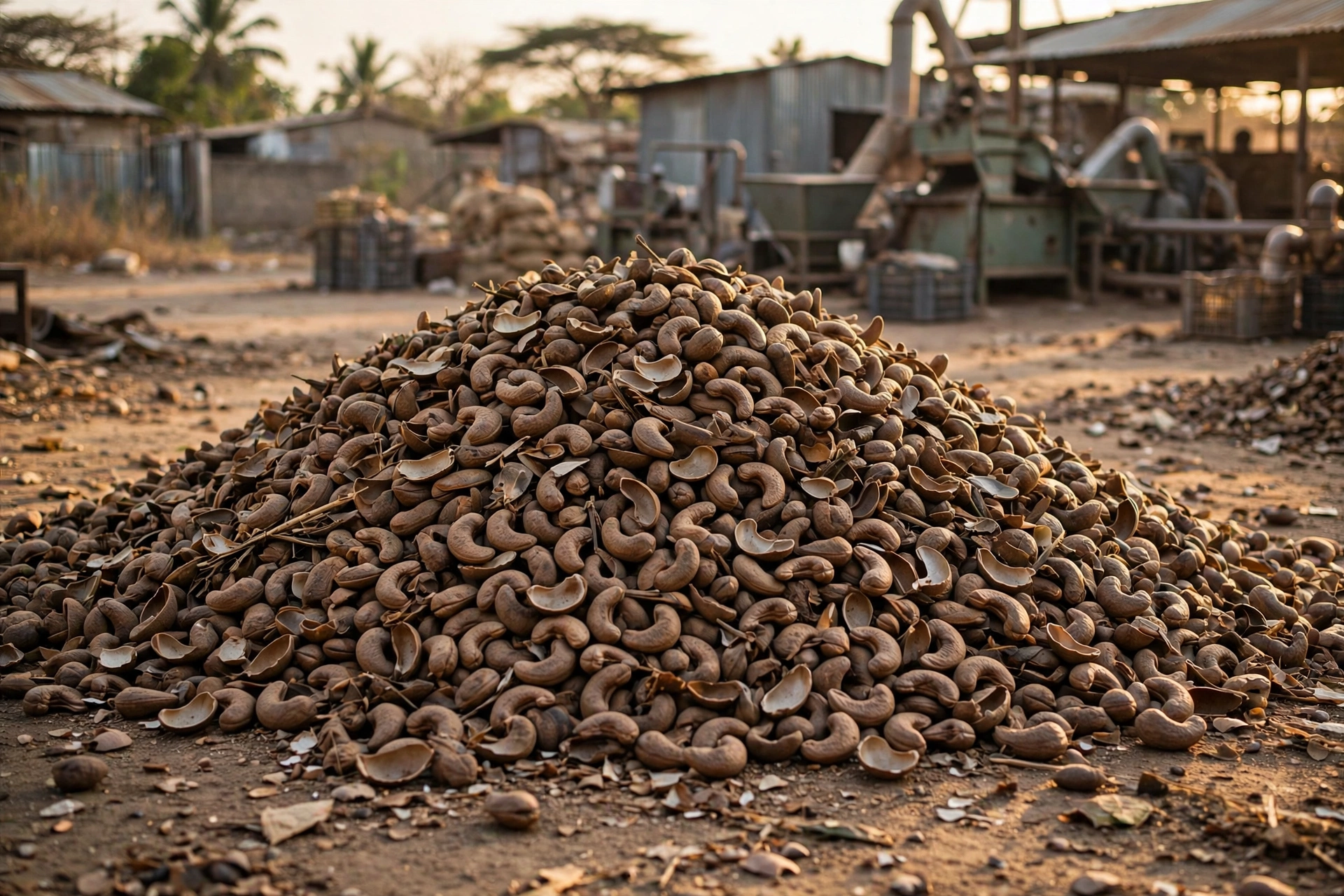 Biomass shells at a processing facility